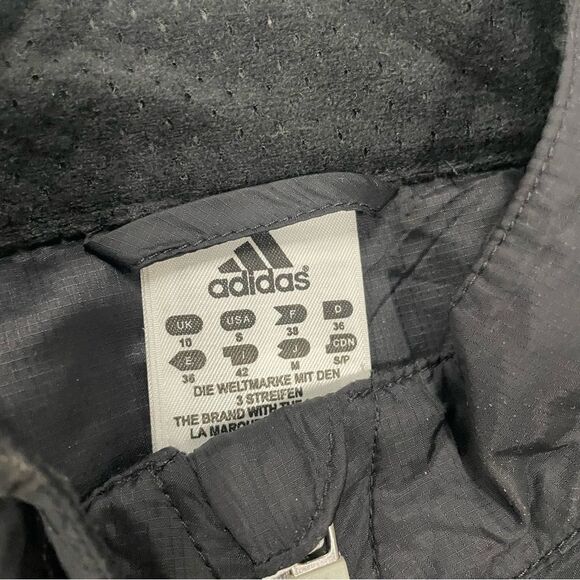 Adidas Jacket Mens Windbreaker Formation Black Outdoors Zip 3 Stripes Size Small - Picture 2 of 3